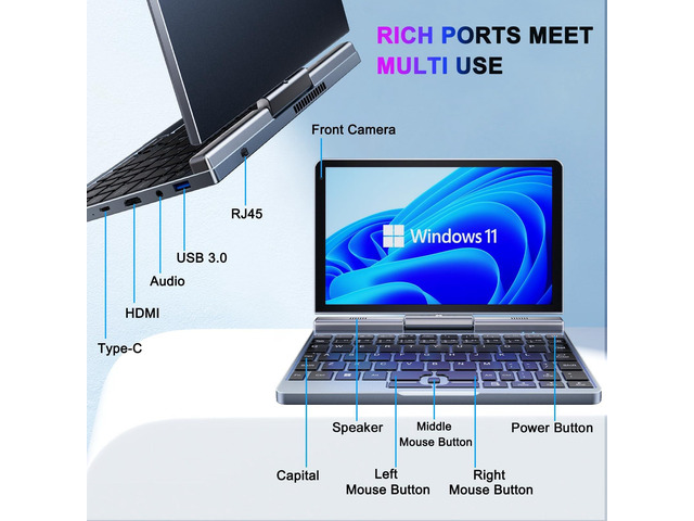 NeweggBusiness - KOOSMILE Mini Laptop, Small Laptop Win11 Pro 8
