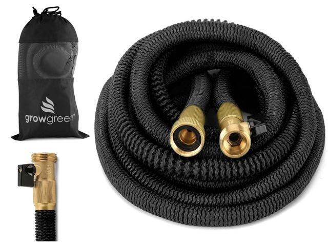 GrowGreen Heavy Duty Expandable Garden Hose Strongest Garden Hose with Solid Brass Connector Flexible Water Hose with Storage Sack (25 Feet)