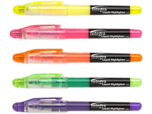 Integra Liquid Ink Highlighter Chisel Tip 5/PK Fluorescent AST 30000