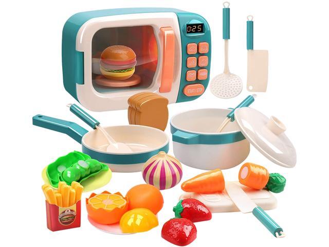 Cute Stone Electronic Microwave Oven Toys Kitchen Play Set With Play Food And Cooking Utensils Newegg Com