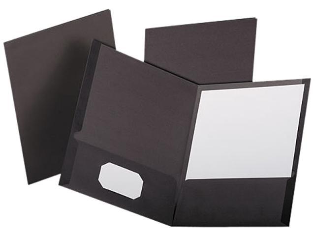 Esselte Oxford Linen Twin Pocket Portfolios, Black, 25 Per Box 53406ee