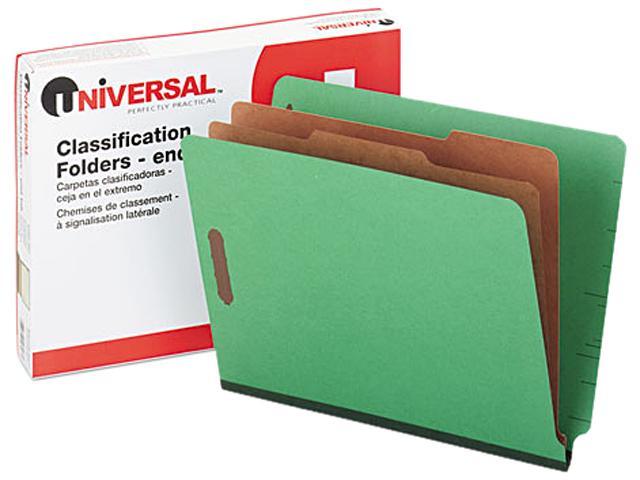 Universal 10317 Pressboard End Tab Folders  Letter  6-Section  Green  10/box