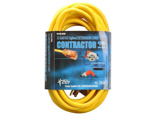 Coleman Cable 02587 25' Yellow Extension Cord