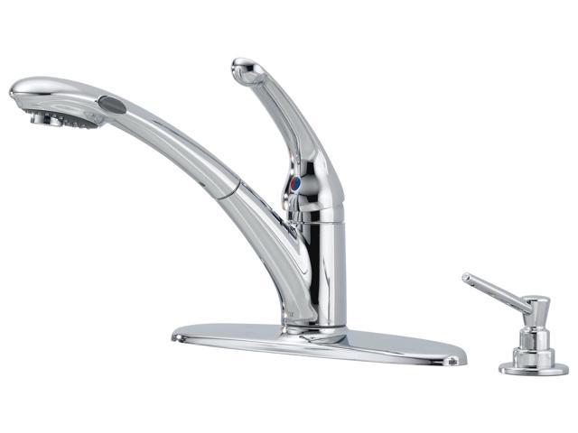 DELTA 470-PROMO-DST Single Handle Kitchen Faucet with Pull-Out Spout - Stainless Steel