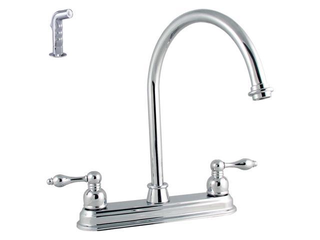 LDR 950-32507CP Victorian Lever Double Handle Kitchen Faucet With Sprayer - Chrome