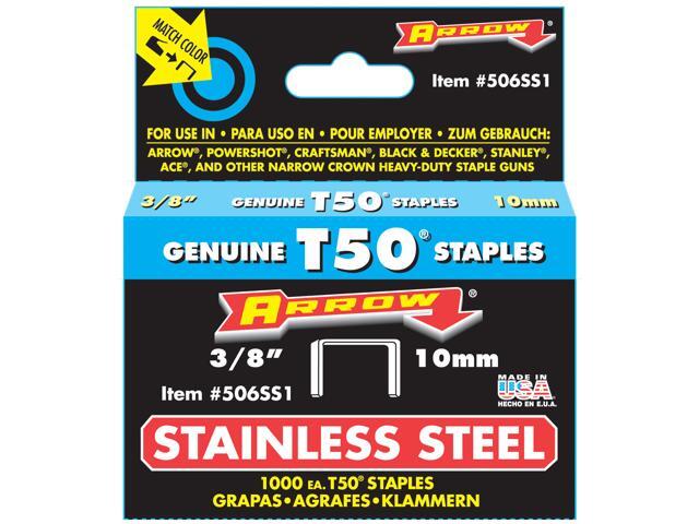 Arrow Fastener 506SS1 Genuine T50 Stainless Steel 3//8-Inch Staples New 1,000-Pack