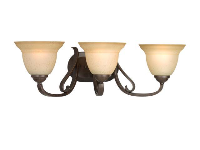 Progress Lighting Forged Bronze 3-Light Bath Bracket with Tea Stain Etched Glass