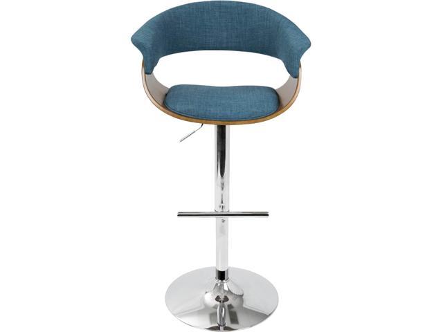 LumiSource Vintage 32 in. Mod Adjustable Barstool in Walnut and Blue