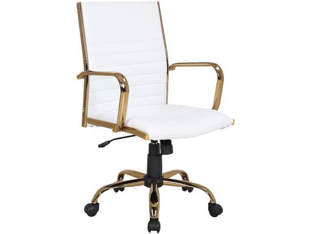 LumiSource OC-MSTR AU+W Master Gold with White Faux Leather Adjustable Office Chair White