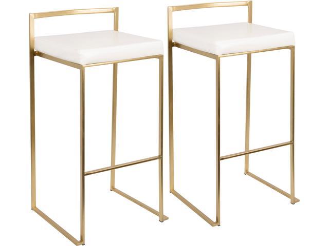 LumiSource Fuji Gold and White Stackable Barstool (Set of 2)