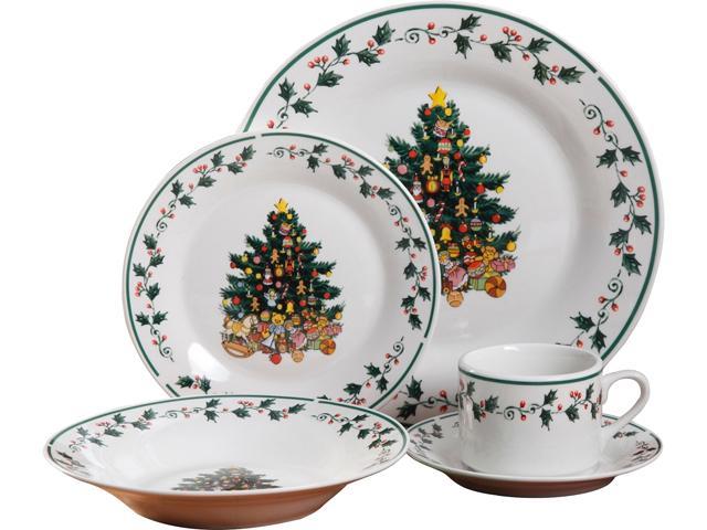 Gibson Tree Trimming 20 Piece Dinnerware Set - Christmas Theme - Newegg.com