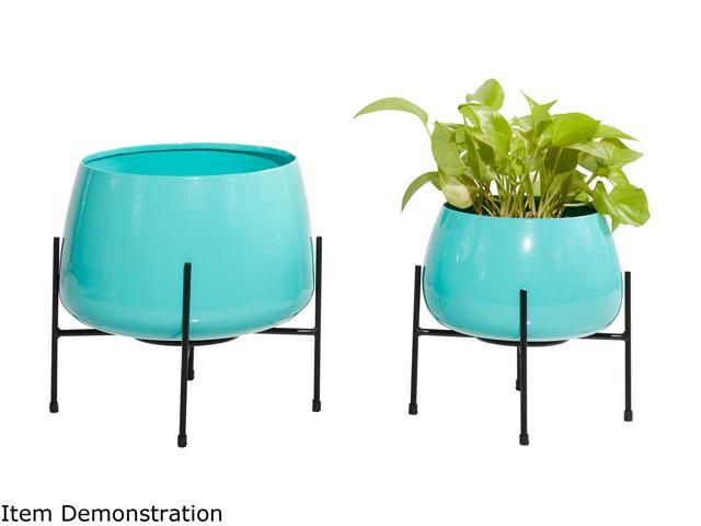 Cedar Crest 305330 Set of 2 Teal Metal Contemporary Planter - Newegg.com