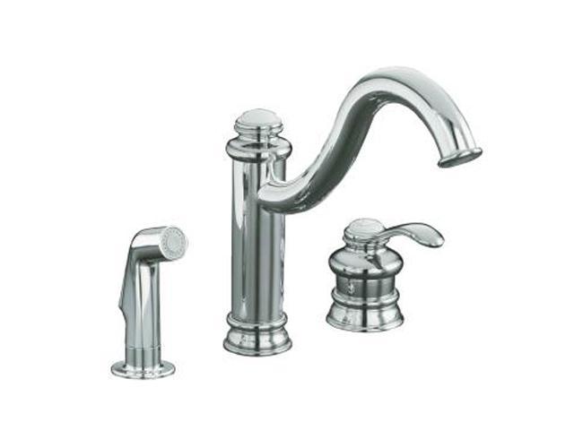 KOHLER K-12185-CP Fairfax Single-control Remote Valve Kitchen Sink Faucet With Sidespray And Lever Handle Polished Chrome