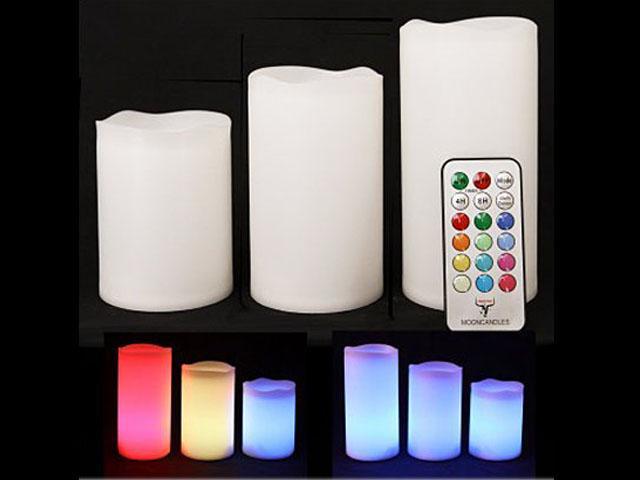 Koolulu 3 Weatherproof Outdoor and Indoor Color Changing Candles with Remote Control & Timer