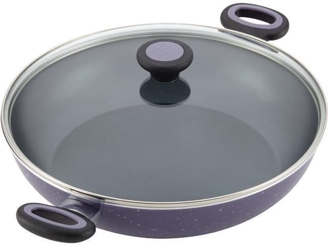 Paula Deen Riverbend Aluminum Nonstick 12-1/2-Inch Covered Chicken Fryer with Side Handles, Lavender Speckle