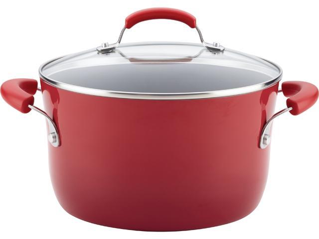 Rachael Ray Classic Brights Hard Enamel Nonstick Covered Stockpot 6