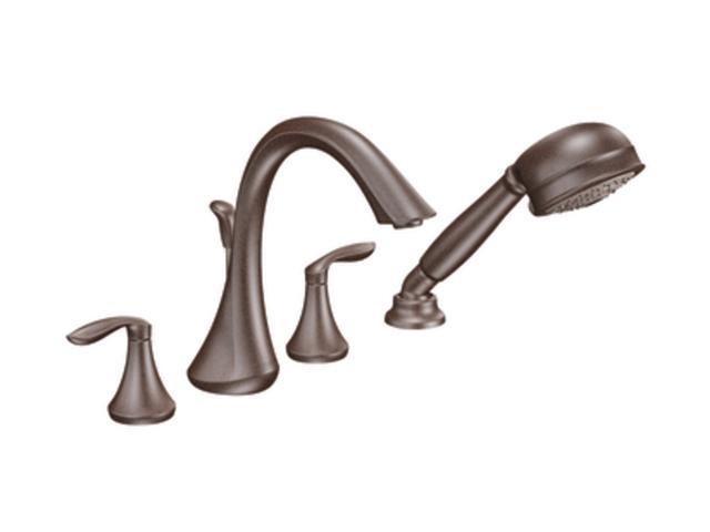 Moen T Orb Eva Two Handle High Arc Roman Tub Faucet Includes Hand Shower Oil Rubbed Bronze