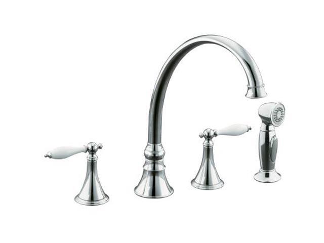 Kohler K 377 4p Cp Finial Traditional Kitchen Sink Faucet W 9 3 16 Spout Reach Polished Chrome Newegg Com