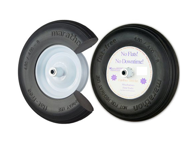 Marathon Wheelbarrow Tire & Wheel Assembly – 4.80-8 Ribbed Tread Pneumatic – 5221