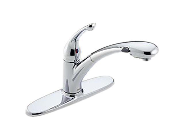 DELTA 470-DST Signature Single Handle Pull-Out Kitchen Faucet Chrome ...