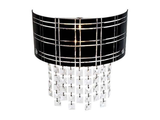 Access Lighting Kalista Wall Sconce with Crystal Drops - 2 Light Chrome Finish w/ Black Glass