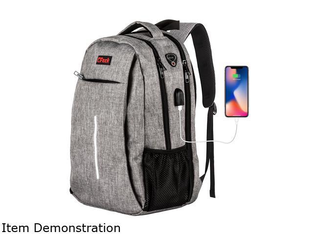 OPACK Travel Laptop Backpack, TSA Friendly Durable Anti Theft Travel with USB Charging Port/Headphones Hole, Waterproof College School Backpacks for Men Women Gray, Business Travel Backpack