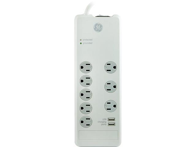 GE 13475 8-Outlet Surge Protector with 2 USB Ports