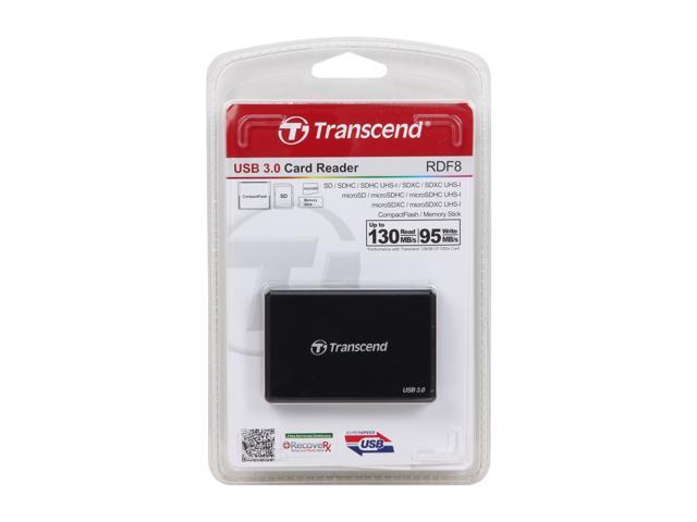 Transcend TS-RDF8K USB 3.0 Support SDHC/SDXC/UDMA6/UDMA7 CF and MSXC, with  CF, SD, and Micro Slot Flash Card Reader - Black