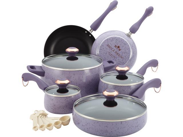 Paula Deen 13064 Signature Porcelain Nonstick 15-Piece Cookware Set,  Lavender Speckle 