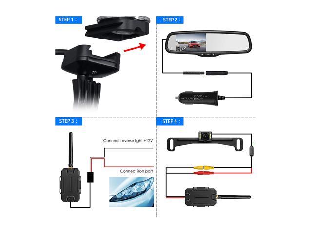 Easy Installation with No Wiring OEM Look with IP 68 Waterproof Super Night Vision Rear View Camera AUTO-VOX T1400 Upgrade Wireless Backup Camera Kit No Interference 