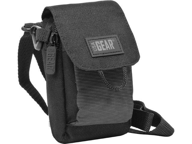 USA GEAR Compact Video Camera Carrying Bag with Detachable Shoulder Strap , Accessory Pocket & Scratch-Resistant Interior Lining - Works With FLIP Video , Ultra , MinoHD & More Pocket Video Camcorders