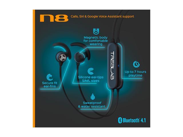 treblab n8 bluetooth neckband earbuds