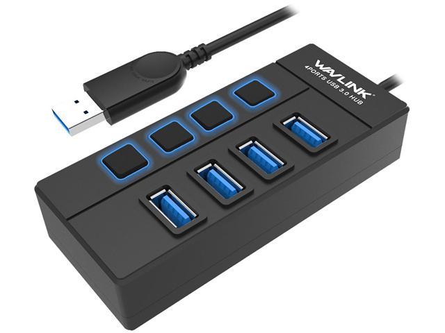 Wavlink USB 3.0 4-Port Hub Splitte with Individual On/Off Switches LED Indicator Super Speed USB 3.0 Up To 5Gbps, USB Port Extension, Plug and play, Over current safety, MacBook, Mac Pro/Mini and More