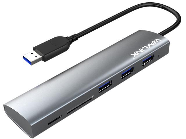 USB 3.0 HUB, Wavlink Aluminum 3 Ports USB 3.0 Hub with SD/ Micro SD Card Reader Combo, Slim 5-in-1 Mini Dock, For MacBook, MacBook Pro, MacBook Air, Mac Mini, iMac, XPS, Surface Pro, PCs and Laptops