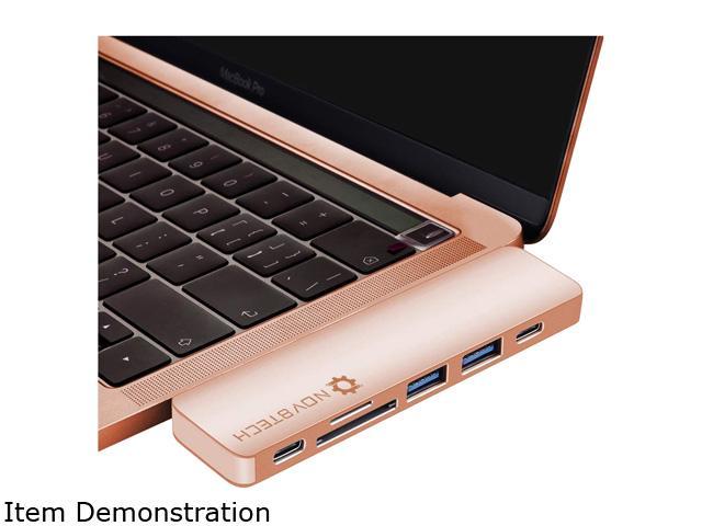 SD/Micro SD 7-in-2 Slim Type C Adapter with 4K HDMI 2X USB 2.0 USB C 100W PD Power Delivery Charger USB 3.0 NOV8Tech USB C Hub for MacBook Air 2020/2019/2018 7-in-1 Gold