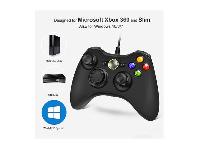 Wired USB Game Controller Gamepad for Microsoft Xbox 360 & PC Windows 10/8/7/XP/Vista Black Xbox 360 Controller 
