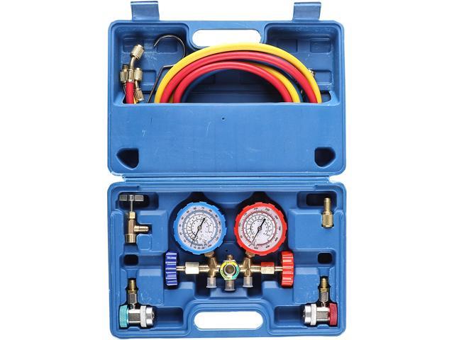 with 5FT Hose Fits R134A R12 R22 and R502 Refrigerants Acme Tank Adapters Adjustable Couplers and Can Tap Orion Motor Tech 3 Way AC Diagnostic Manifold Gauge Set for Freon Charging 
