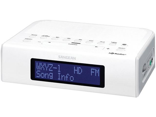 Sangean HDR-15 AM/FM-RBDS Digital Tuning Clock Radio With USB Phone Charging - White