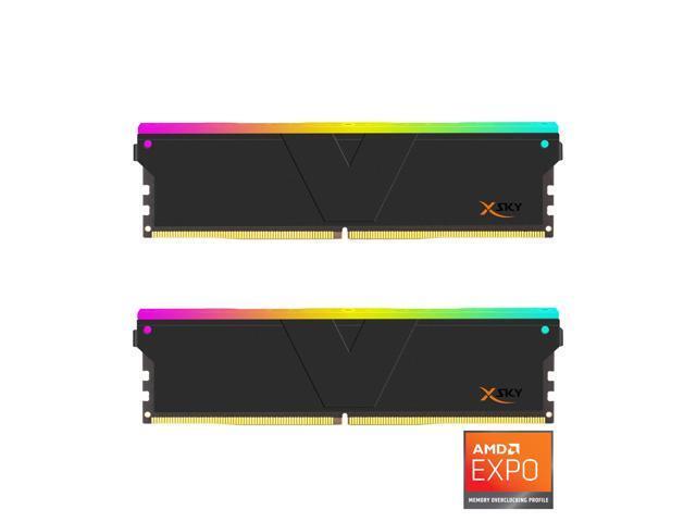 V-COLOR Manta XSky DDR5 32GB (2x16GB) 6400MHz CL32 1.4V SK Hynix IC RGB Gaming Desktop Upgrade Memory Module Black, for AMD EXPO TMXSAL1664832KWK