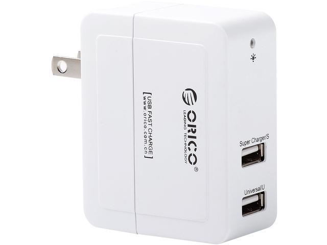 ORICO Ultra Mini 2 Ports USB Charger Pocket Size with Folding Plug  5V2.4A Super Charging Port and 5V1.5A Universal Port Charing your Phone,Tablet for Traveling,Home,Office