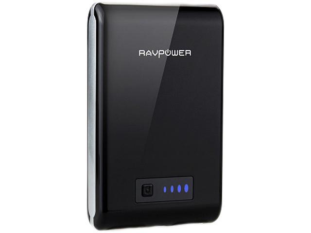RAVPower PB07 10400 mAh Black External Battery Pack Portable Charger Power Bank (Dual USB Outputs, Ultra Compact Design), for iPhone, iPad, Mini; Samsung Galaxy, Note 3; HTC One, EVO; Google Nexus