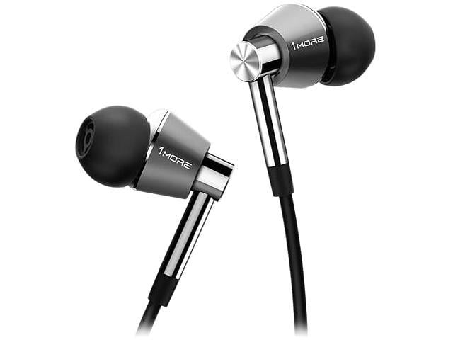 1MORE Triple Driver in-Ear Earphones Hi-Res Headphones with High Resolution, Bass Driven Sound, MEMS Mic, in-Line Remote, High Fidelity for Smartphones/PC/Tablet- Silver