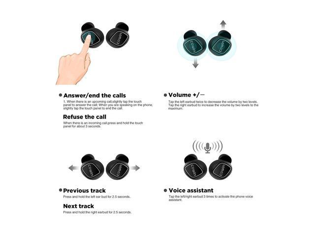 COWIN KY02 True Wireless Earbuds Wireless Bluetooth Headphones with  Microphone Bluetooth Earbuds Stereo Calls Extra Bass Touch Control 36H  Playtime