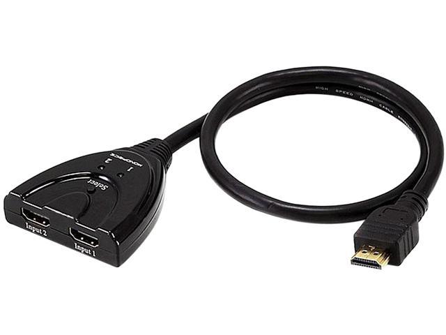 Monoprice Blackbird - 2x1 HDMI 1.4 Switch | Pigtail, HDCP 1.4, 1080P@60hz