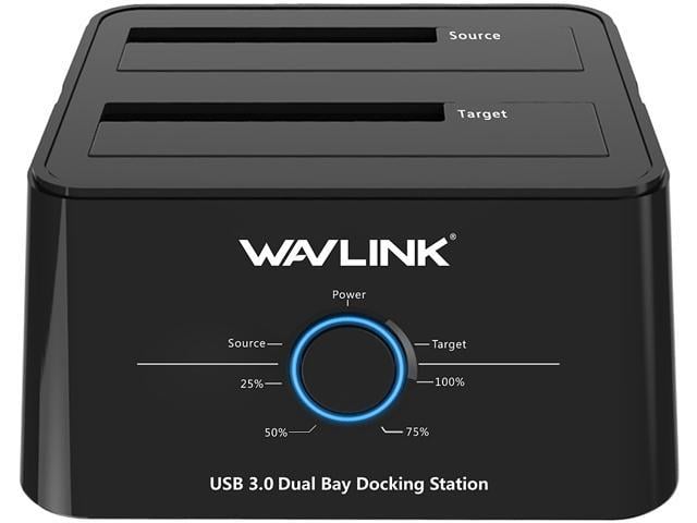 Wavlink USB 3.0 to SATA I/II/II Dual Bay External Hard Drive Docking Station for 2.5" 3.5" SATA HDD/SSD Enclosure 2x 16TB Hard Drive Enclosure With UASP, Support Offline Clone Duplicator, Auto Sleep