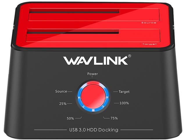 Wavlink Dual Bay External Hard Drive Docking Station, USB 3.0 to SATA I/II/III HDD/SSD Docking Station for 2.5 or 3.5 Inch SATA HDD SSD, Support Offline Clone and Backup, UASP 6Gbps [ 2x12TB Support]