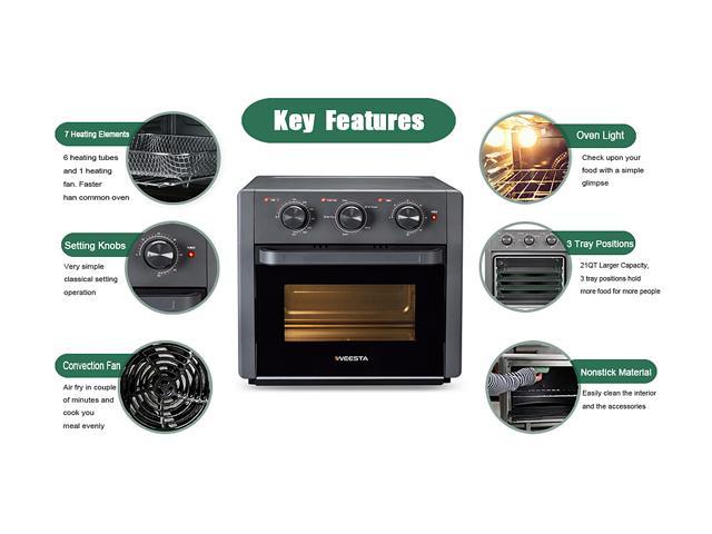 7-in-1 19qt Air Fryer Toaster Oven Steel Stainless Convection Air 5 Accessories