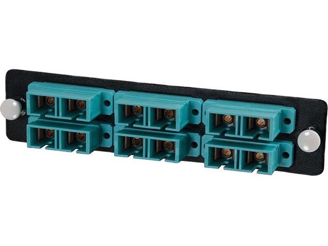 C2G Q-Series 12-Strand, SC Duplex, PB Insert, MM, Aqua SC Adapter panel