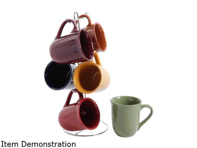 Gibson Cafe Amaretto 7 Piece Mug Set With Wire Rack, Multi