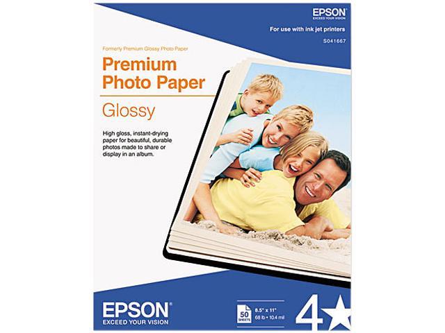 Epson S041667 Premium Photo Paper Letter - 8.50" x 11" - High Gloss - 92 Brightness - 50 / Pack - White